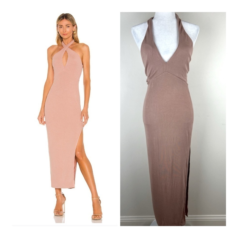 Lovers and Friends | Vacay Vibes Ribbed Halter Tyra Maxi Dress Slit | S